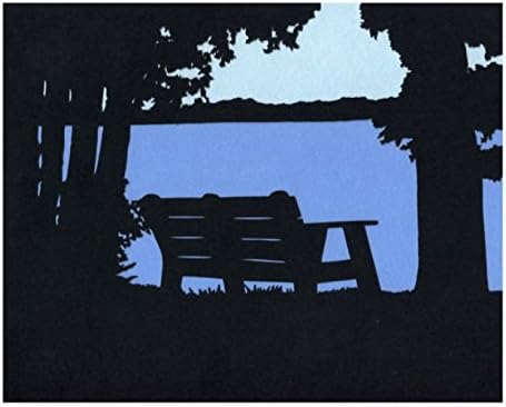 Bench by the Lake Silhouette Paper Cut Design 10"X8"