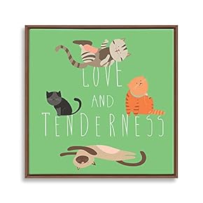 Framed Canvas Wall Art for Living Room, Bedroom Cute Cartoon Cats Canvas Prints for Home Decoration Ready to Hanging - 16x16 inches