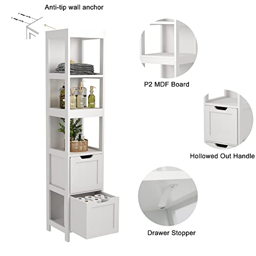 HOMEFORT Bathroom Storage Slim Tall Narrow Floor