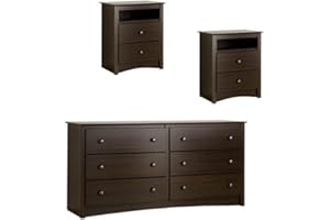 Home Square 3 Piece Set with 2 Nightstands and Dresser in Espresso Finish