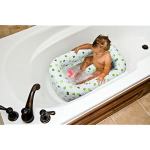 Mommy’s Helper Inflatable Bath Tub Froggie Collection, White/Green, 6-24 Months