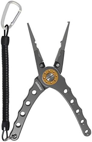 GammaBai Resistant Saltwater Aluminum Fishing Pliers Fish Tool Holder with Sheath and Lanyard (Gray)