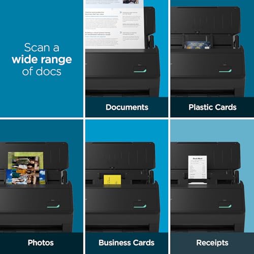 ScanSnap iX2400 High-Speed Simple One-Touch Button Colour Document & Receipt Scanner with 100 Page Auto Document Feeder for Mac or PC, Black