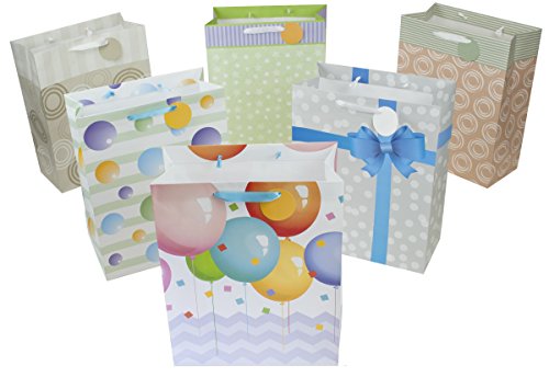 12 Piece Medium Designer Gift Bags, 12.75