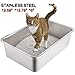 Yangbaga Stainless Steel Litter Box for Cat and Rabbit, Odor Control Litter Pan, Non Stick, Easy to Clean, Rust Proof, Large Size with High Sides and Non Slip Rubber Feets
