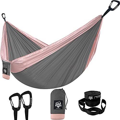 Camping-Hammock-for-Travel-Hiking-Backpacking-or-Backyard-Single-Outdoor-Hammock-Portable-Lightweight-Yet-Heavy-Duty-Parachute-Fabric-Tree-Hanging-Straps-Included-Easy-Setup-and-Foldable