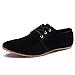 Seakee Men's Suede Leather Flats Casual Lace Up Shoes