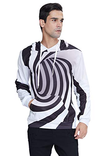 Womens Hoodies Sweatshirts Cool 3D Swirl Hoodie Pullover Casual Long Sleeve Pull On Hoody Jumper 80s Vintage Hooded Jumper with Kanga Pocket