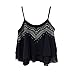 Aphratti Women's Sleeveless Chiffon Spaghetti Strap Embroidery Vest Crop Top