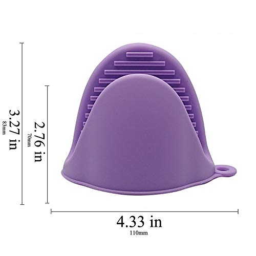 Oven Mitts 2pcs Silicone Heat Insulation Silicone Oven Gloves Cooking Mitts Pinch Grips Kitchen Heat Resistant Gloves, (Purple)