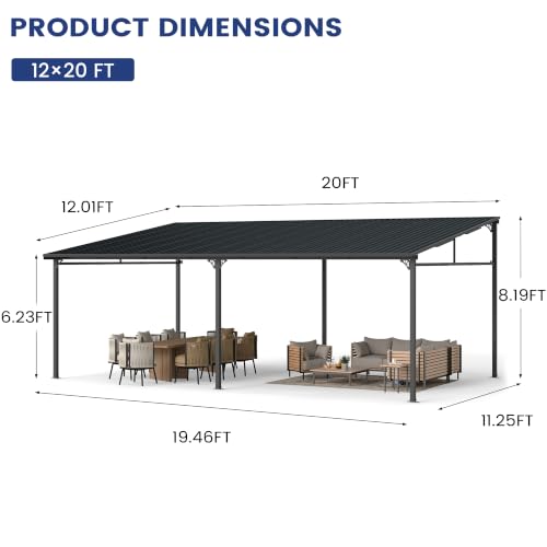 Murago 12'x20' Lean-to Gazebo Review: Wall-Mounted Hardtop Patio Shelter image 13
