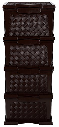 Joyful Plastic Drawer Chest (40 Cm X 37 Cm X 94 Cm, Dark Brown) (Ssb008)