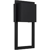 Capital Lighting 956011BK-GL Nate Modern Minimalist Design ADA Metal Rectangular Outdoor Wall Lantern, 1-Light 7 Watt, 15" H 