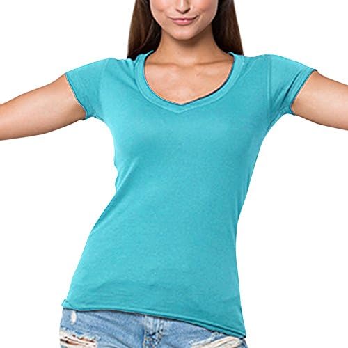 FRESH TEE Women's Short Sleeve Sicilia T-Shirt (Small, Turquise)