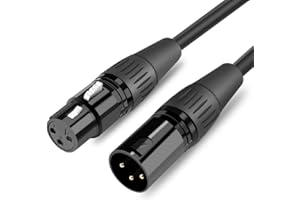 Molan Basics XLR Microphone Cable for Speaker or PA System, All Copper Conductors, 6MM PVC Jacket, Premium XLR to XLR True Shielded Wire Black (Straight, 3 Feet)