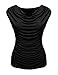 Zeagoo Women's Ruched Cowl Neck Vest Modal Top Sleeveless Jersey Tank,Black,Large