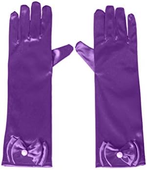 Girls Long Satin Finger Bowknot Formal Pageant Kids Gloves