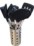 AA.DEAL Silicone Kitchen Utensil Sets [10 Pcs] - Cooking Tool Set Utensil Heat Resistance Silicone Kitchenware [8 Pcs Utensil Sets With Holder And Vegetable Cutter]