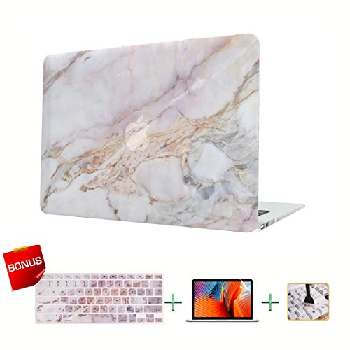 Laptop Case MacBook Case Marble Plastic Hard Shell Case for MacBook Pro 13-inch with Retina Display Model A1425/A1502 with Keyboard Skin Cover and Screen Protector