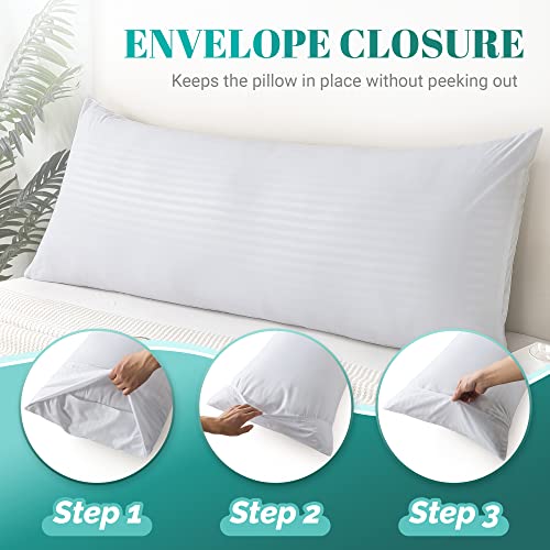 Cosybay Full Body Pillow Insert with White Pillowcase Fluffy Long Bed Pillow for Adults Firm