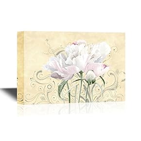 Canvas Wall Art - Luxurious White Peony Flower Painted in Pastel Colors - Gallery Wrap Modern Home Art | Ready to Hang - 12x18 inches