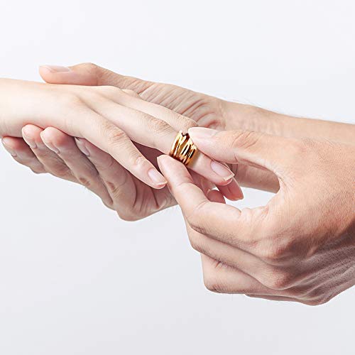 CIUNOFOR 13.7MM Cross Ring for Women Statement Engagement Enhancers Ring Engraving Customized Personalized (B:Cross Gold Rings, 9.5) - Thumbnail 4