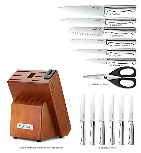 McCook MC29 Knife Sets,14 Pieces German High Carbon Stainless Steel Hollow Handle Self Sharpening Ki - //medicalbooks.filipinodoctors.org