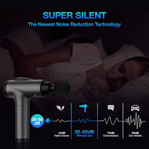 OLsky Massage Gun Deep Tissue, Handheld Electric Muscle Massager, High Intensity Percussion Massage Device for Pain Relief with 9 Attachments & 30 Speed(Grey)