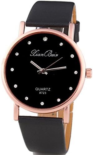 Women Watches, Quistal Understated Design Quartz Watch with Leather Band Ladies Rhinestone Wristwatch Diamond Modern and Classic