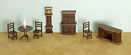 Dollhouse Miniature 1:48 Scale Plastic Dining Room Furniture Set Suite