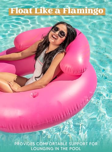 JOYIN 45"/112cm Fancy Inflatable Flamingo Float Float Water Pool Air Mattress with Refrigerator Toy for Water Parties Summer Party