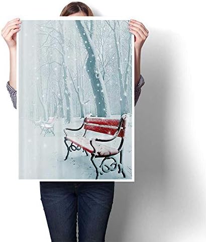 SCOCICI1588 DIY 3D Painting Row of Iced Red nches in Parks Pathway Misty Crystalline in The Weather Home Wall Decor,12" W x 16" L(Frameless)