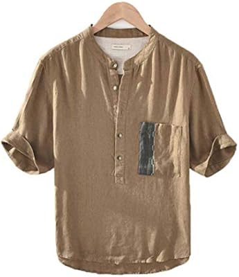 Amazon Co Jp ファッション パッチワーク 胸ポケット付 リネンシャツ レトロ メンズ ゆったり ハーフスリーブ 通気シャツ 麻 ヘンリーネック 半袖 ワイシャツ インナーシャツ 吸汗透湿 M 3xl 白 グリーン ホーム キッチン