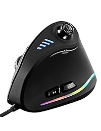 ZLOT Ratón para juegos vertical, con cable RGB ergonómico USB Joystick, ratón para juegos láser programable, diseño 6+1, 11 botones, 1000 Hz tasa de sondeo máxima, 10000 DPI máximo, versión mejorada 2019 para jugadores de ordenador, negro