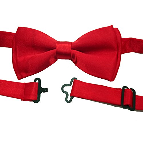 Bow Tie For Kids - Stylish Pre Tied Bow Ties for Boys and Girls - Adjustable Length by FOREER (Red) - Thumbnail 5