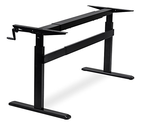 Mount-It! Stand Up Desk With Manual Crank, Frame Only, Height Adjustable Sit-Stand, Standing Ergonomic, Black