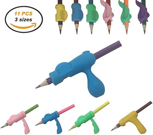 Pencil Grips,Colored Ergonomic Handwriting Claw Trainner Aid To Cultivate Correct Crossover Silicone holder Posture in vary stages Cute Design Assorted Colors for Kid Toddler Preschool Kindergarten