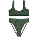 Dixperfect Two Pieces Bikini Sets Swimsuit Low Scoop Top High Waisted Cheeky Bottom (L, Army Green)