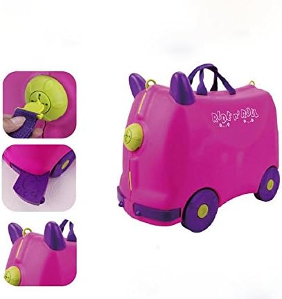 babyyugaCartoon multiple-function18 inch kids travel trolley bag child suitcase children rolling luggage baby toy storage box,5 Colors , rose red