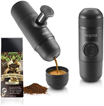 MiniPresso GR Espresso Maker with Liquid Planet Espresso Coffee Sample