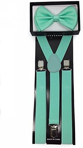 Brand New Adult Unisex Fashion Teal Suspender Bow Tie Combo