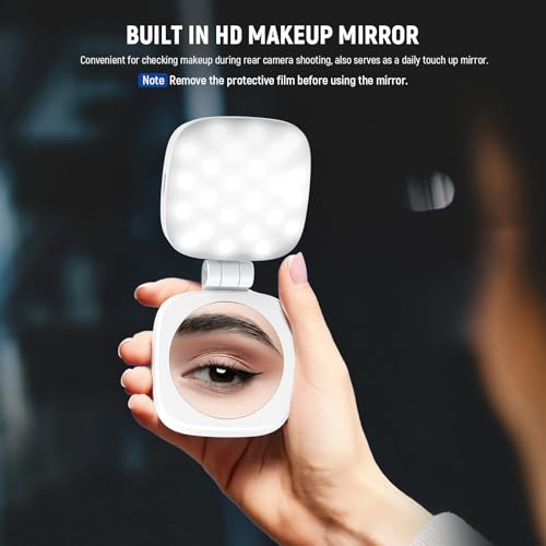 NEEWER BASICS Magnetic Selfie Light Compatible with MagSafe iPhone, CRI95 700lx/0.3 m Ring Light Folding LED Phone with Stand/Mirror for Zoom Makeup Photo Shooting Video Conference, White NL48B