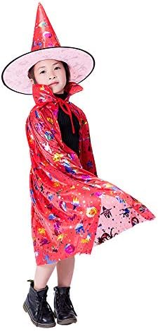 KEBY Halloween Costumes for Kids Witch Wizard Cloak with Hat Cosplay Wizard Cape and Hat Child's Costume Fancy Dress Clothing for Party