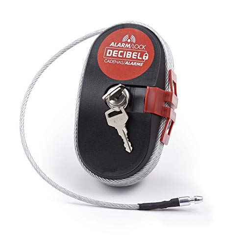 Ideal Security Inc. SL1001 Decibel Multi-Use Lock Alarm 2.4m (8ft) Cable ft Steel Cable-120 Weather-Portable Security, 8-FEET, Black