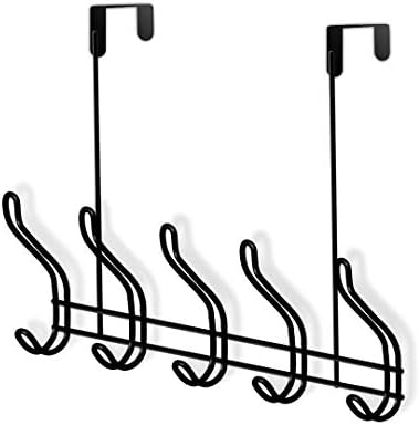 Over The Door Hook Organizer Rack - 18/8 Stainless Steel Multi-Purpose Organization System/Heavy Duty Over The Door 10 Hook Use for Kitchen, Bathroom, Bedroom, Office (Black)