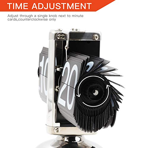 Betus Retro Style Flip Desk Shelf Clock - Classic Mechanical-Digital Display Battery Powered - Home & Office Décor 8 x 6.5 x 3 Inches (Black) - Thumbnail 2