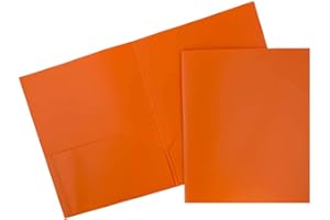 JAM PAPER Plastic 2 Pocket POP Folders - Durable School Folders - Orange - 6/Pack