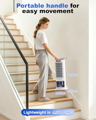 Portable Air Conditioner, 4 in 1 Air Cooler, Tower Fan with 2 Spray Modes, Timing Function and Remote Control, Personal Evaporative Cooler Mini Air Conditioning Unit for Home Office Bedroom(Off White)