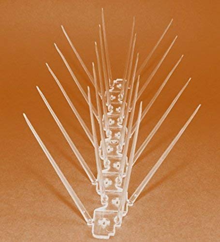 SpikeZone - Bird Control Spikes with Plastic Anchors PVC Gitti, Screws, 11 feet/4 Row arrangement Transparent, UV Stabilized - 10 Pieces