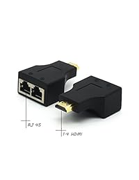 Adaptador de HDMI a 2 RJ45, VONOTO paquete de 2 HDMI a doble puerto RJ45 Network Cable extensor por Cat 5e 6 1080p hasta extensor repetidor para PS3 HDTV HDPC STB